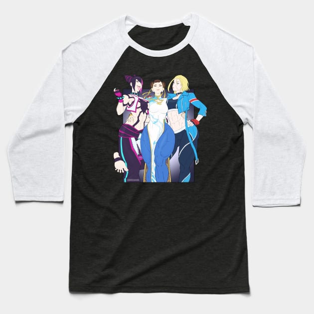 Street Fighter Trio Baseball T-Shirt by fallerion